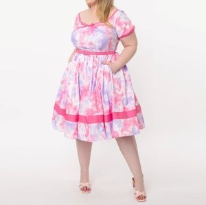 Unique Vintage Hannah Pink and Purple Tie Dye Dress